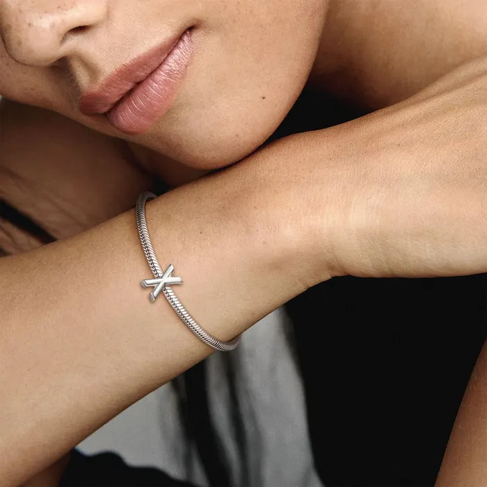 1 Bracelet2 Charms 99 Women Pandora Letter X Alphabet Charm