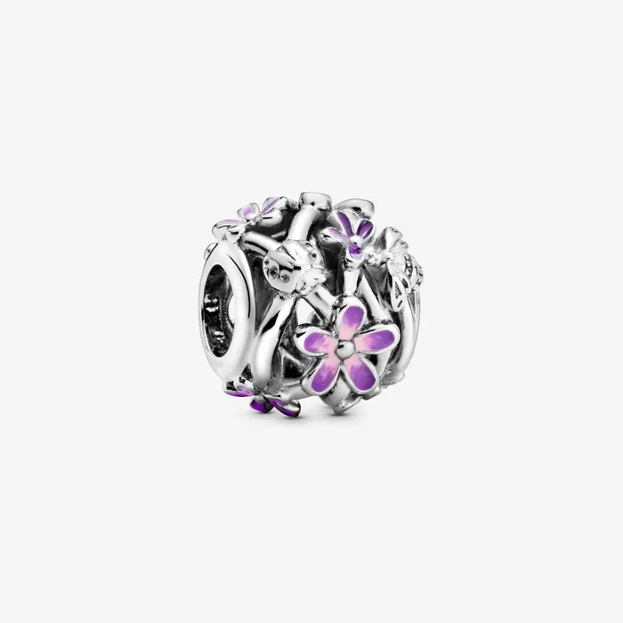 1 Bracelet2 Charms 99 Women Pandora Openwork Purple Daisy Charm