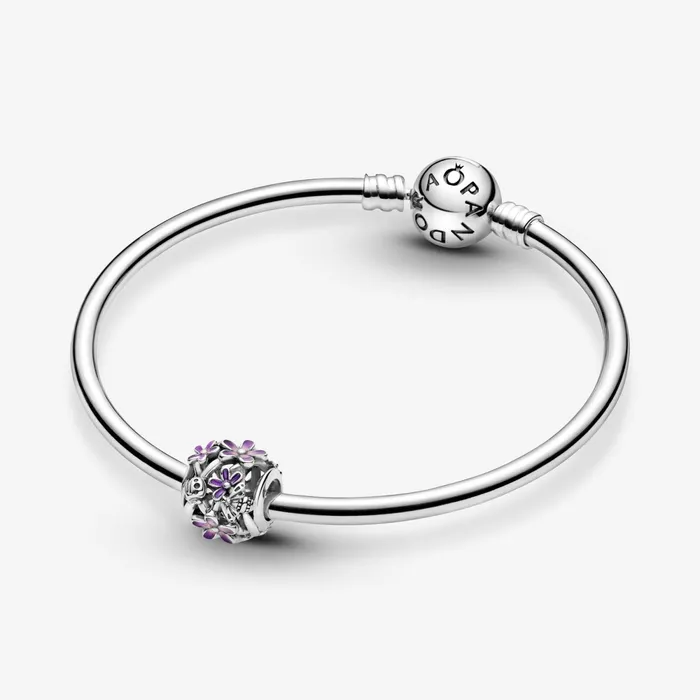 1 Bracelet2 Charms 99 Women Pandora Openwork Purple Daisy Charm