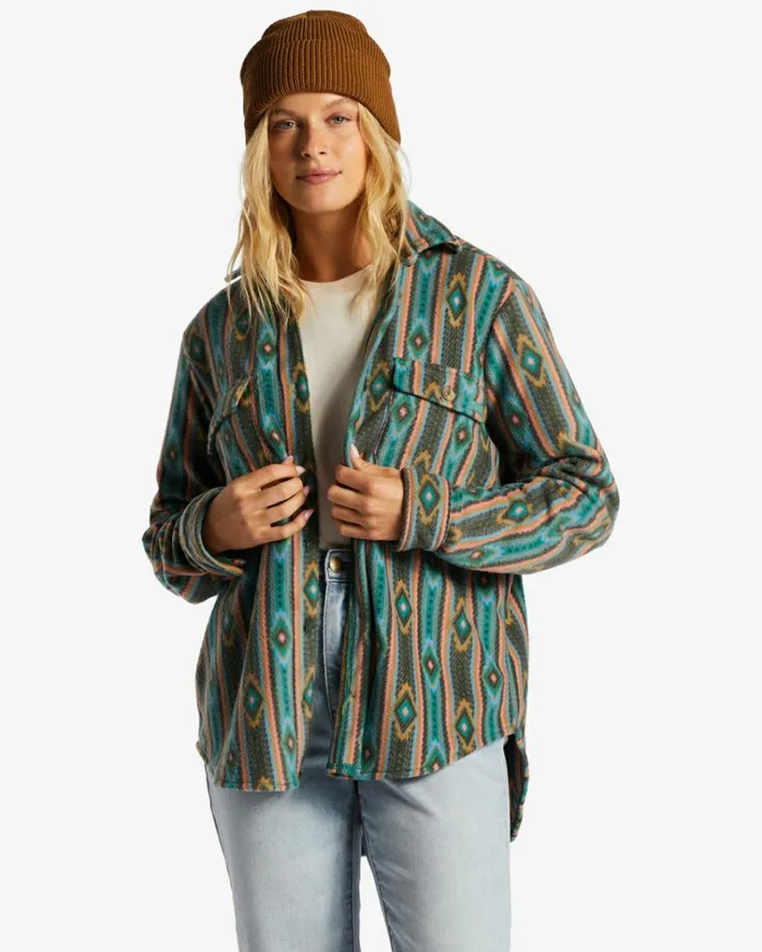 ADiv Forge Fleece Flannel Shacket Multi Women Billabong Sweatshirts and Fleece