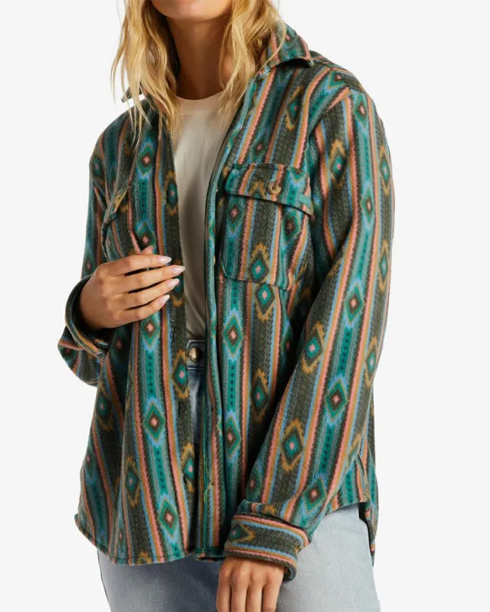 ADiv Forge Fleece Flannel Shacket Multi Women Billabong Sweatshirts and Fleece