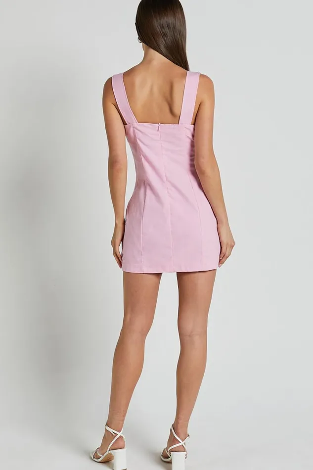 Abby Mini Dress 8211 Straight Neck Wide Strap Wrap Dress In Pink Women Showpo Conscious