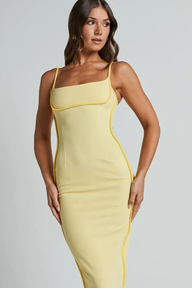Abegaille Midi Dress 8211 Bodycon Dress In Lemon Women Showpo Dresses