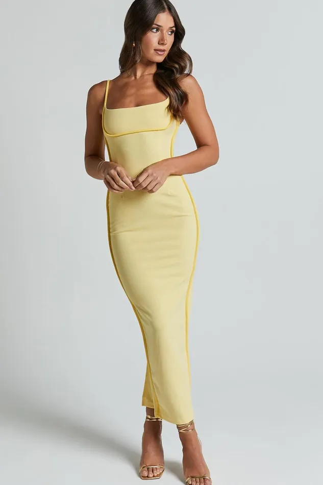 Abegaille Midi Dress 8211 Bodycon Dress In Lemon Women Showpo Dresses