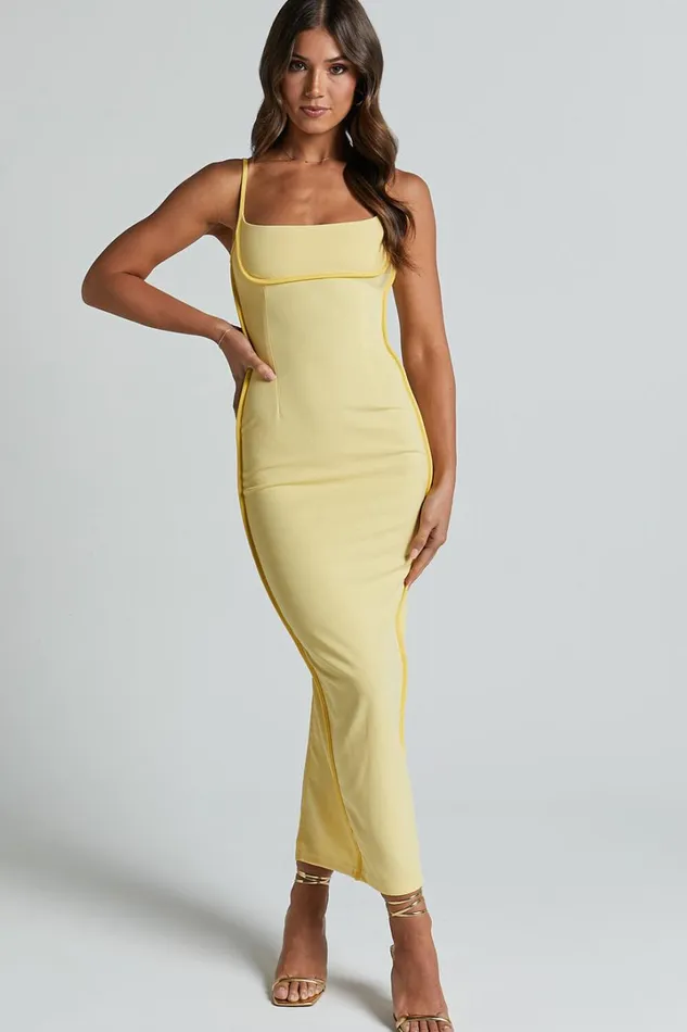Abegaille Midi Dress 8211 Bodycon Dress In Lemon Women Showpo Dresses