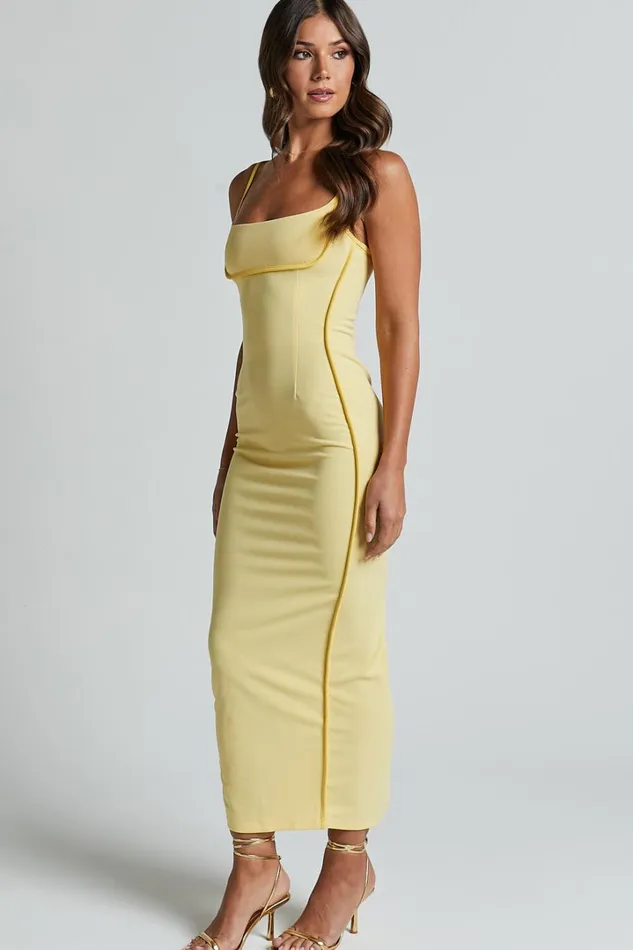 Abegaille Midi Dress 8211 Bodycon Dress In Lemon Women Showpo Dresses