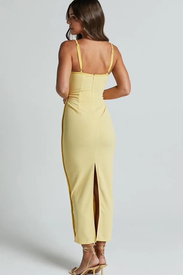 Abegaille Midi Dress 8211 Bodycon Dress In Lemon Women Showpo Dresses