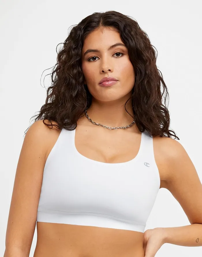 Absolute Sports Bra C Logo White Women Champion Sports Bras and Bralettes
