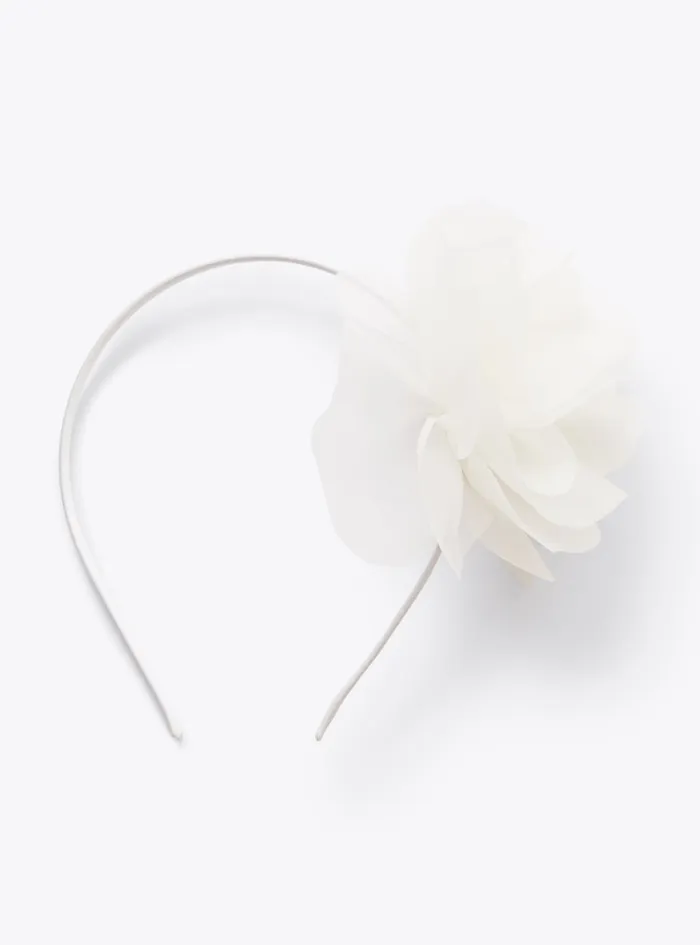 Accessories Girl 216 Il Gufo Headband With Flower Detail In Shantung Silk