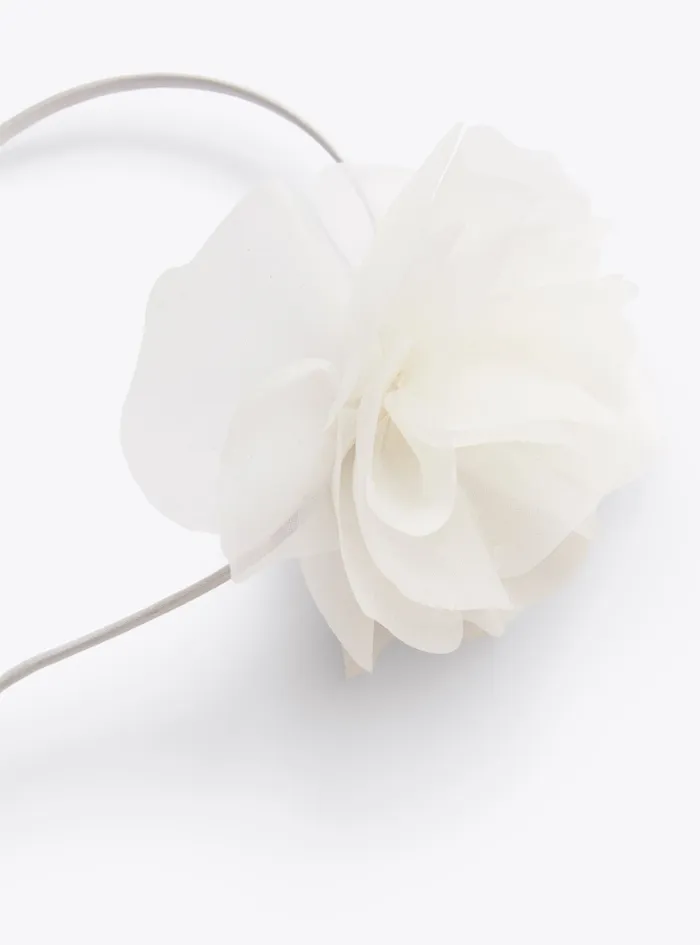 Accessories Girl 216 Il Gufo Headband With Flower Detail In Shantung Silk