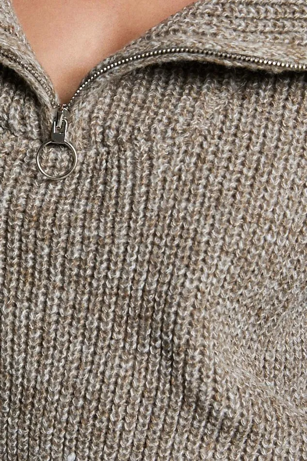 Ace Jumper 8211 Chunky Quarter Zip Knit Jumper In Taupe Women Showpo Sweaters and Cardigans