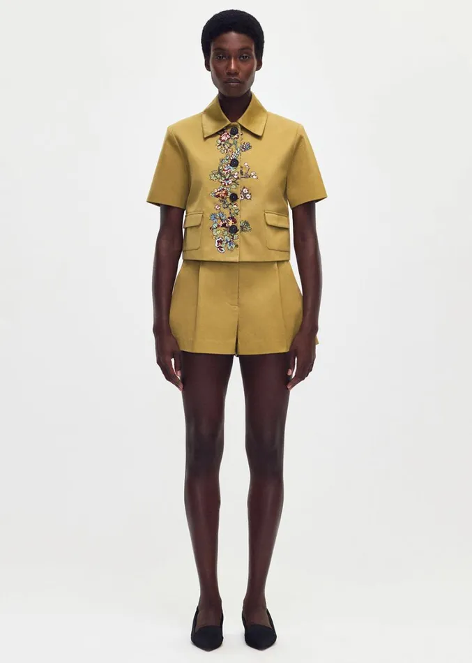 Adam Lippes Ayla Short Khaki Womens Pants