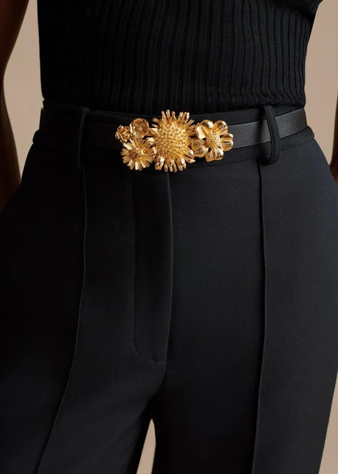 Adam Lippes Cinturn Con Hebilla Guirnalda Floral Oro Womens Accessories