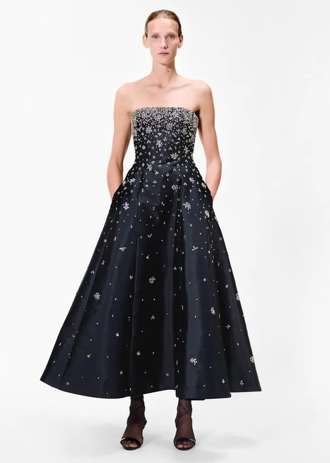 Adam Lippes Embellished Gown In Silk Mikado Black Womens Dresses