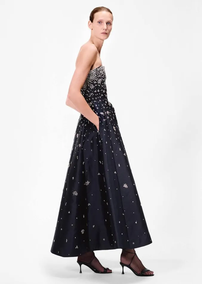 Adam Lippes Embellished Gown In Silk Mikado Black Womens Dresses