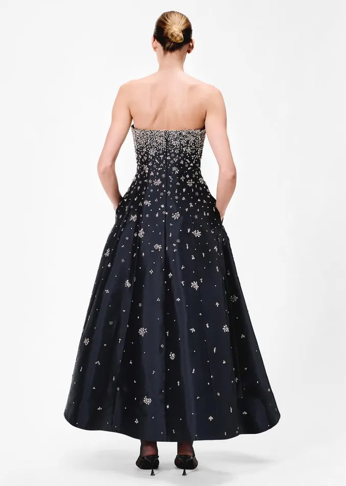 Adam Lippes Embellished Gown In Silk Mikado Black Womens Dresses