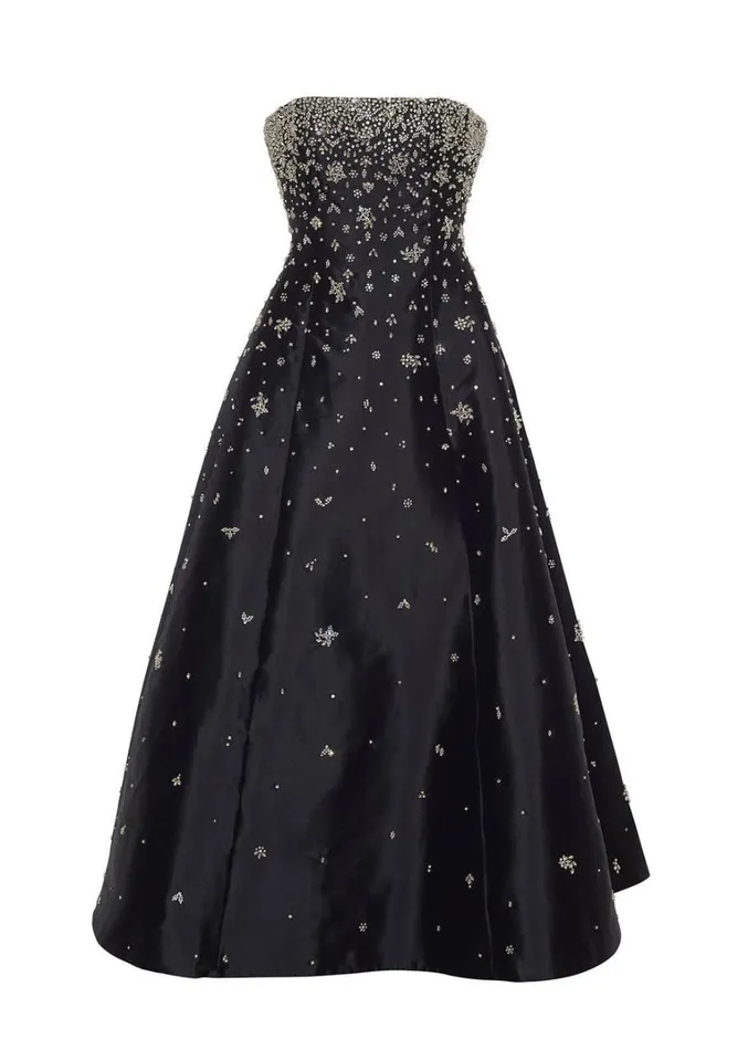 Adam Lippes Embellished Gown In Silk Mikado Black Womens Dresses