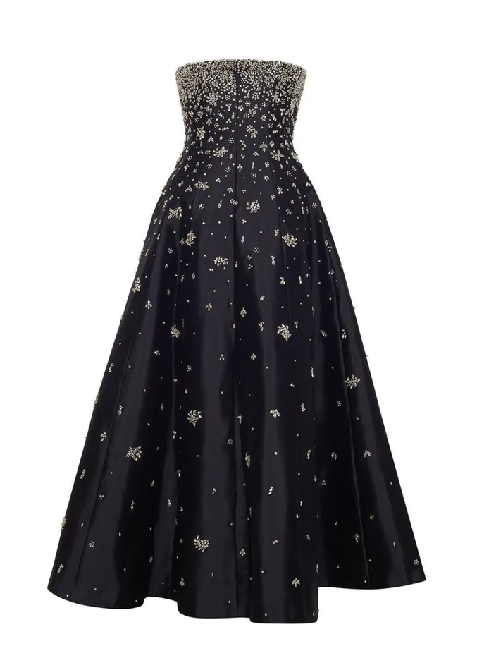 Adam Lippes Embellished Gown In Silk Mikado Black Womens Dresses