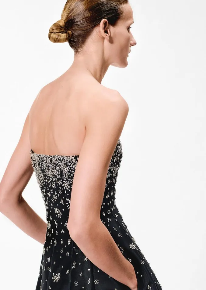 Adam Lippes Embellished Gown In Silk Mikado Black Womens Dresses