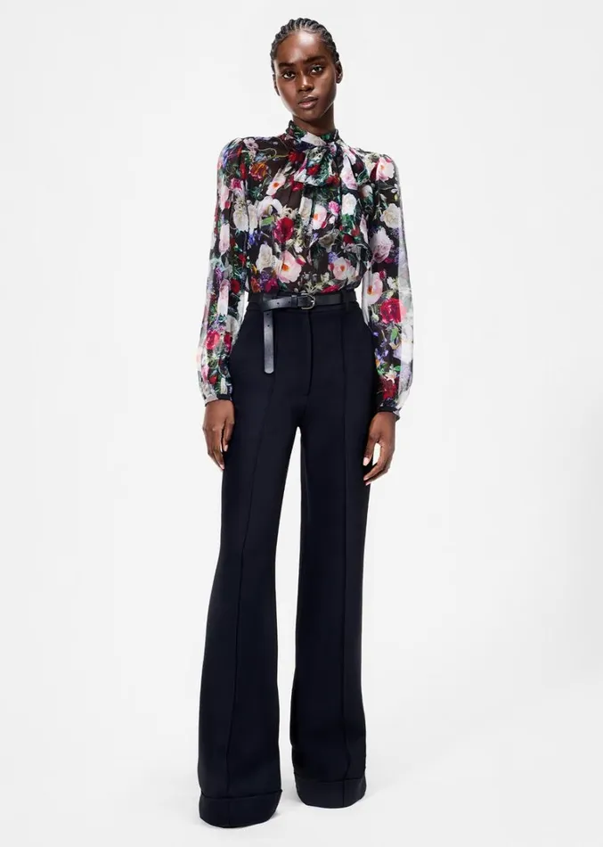 Adam Lippes Joan Blouse Black Floral Womens Tops