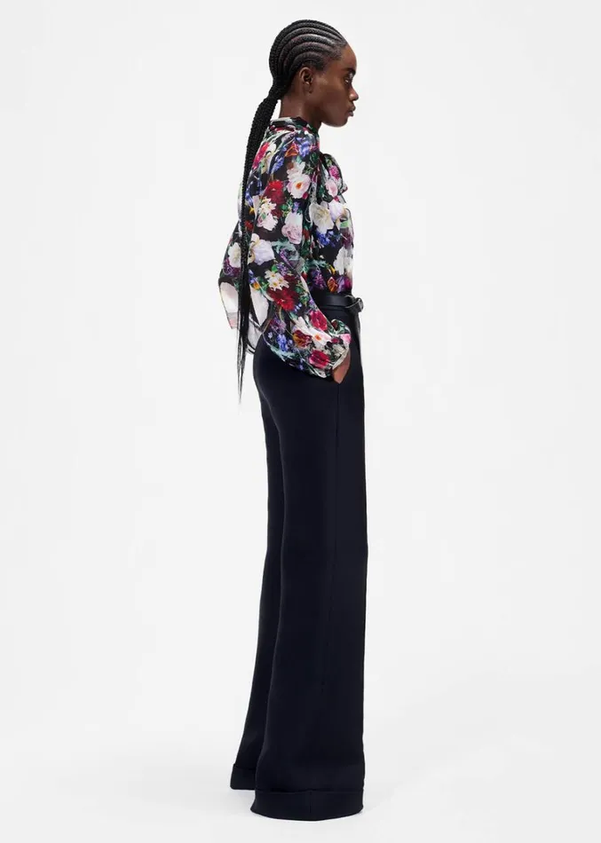 Adam Lippes Joan Blouse Black Floral Womens Tops