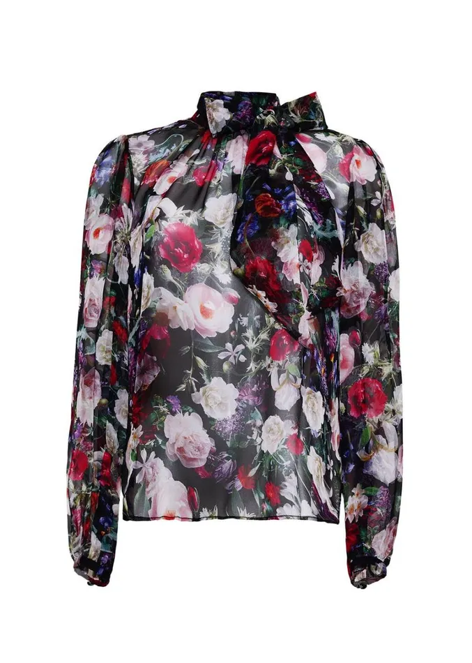 Adam Lippes Joan Blouse Black Floral Womens Tops