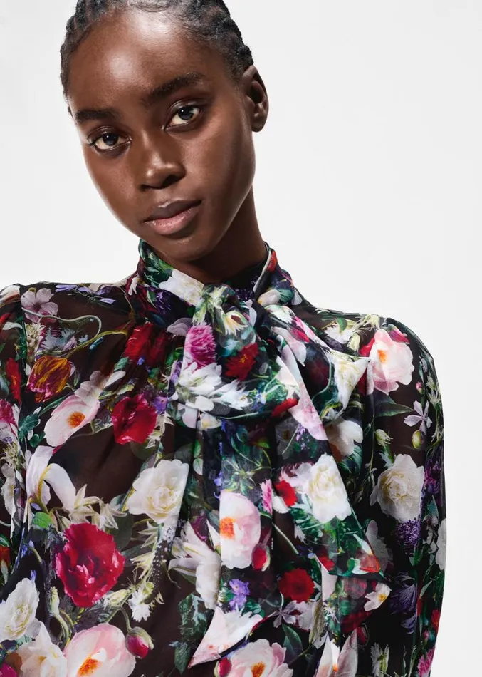 Adam Lippes Joan Blouse Black Floral Womens Tops