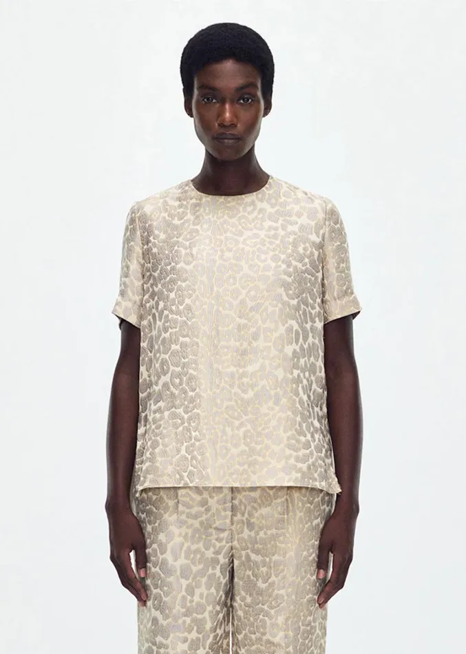 Adam Lippes Pleat Back Top Pale Grey Multi Womens Tops