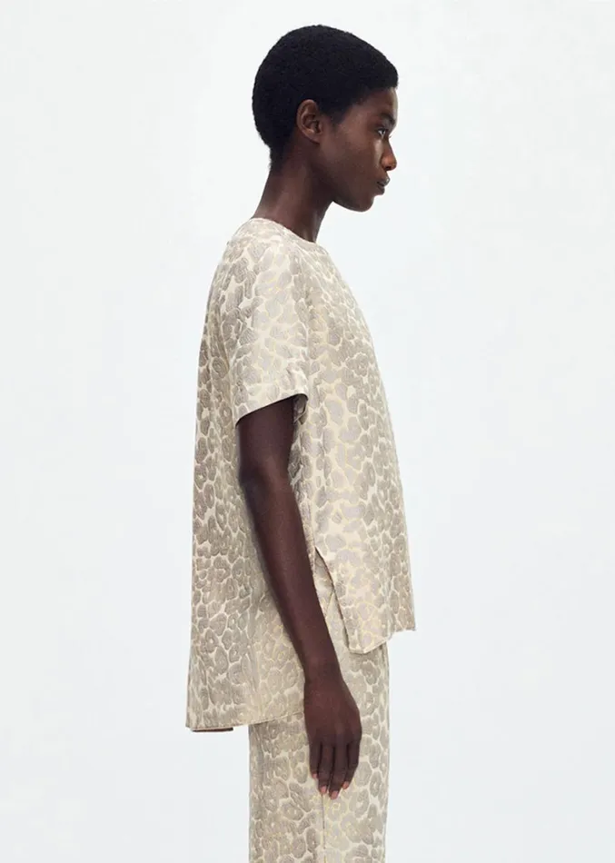 Adam Lippes Pleat Back Top Pale Grey Multi Womens Tops