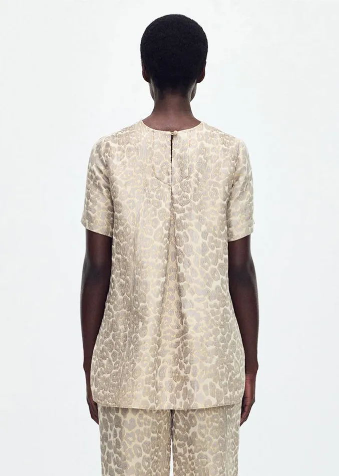 Adam Lippes Pleat Back Top Pale Grey Multi Womens Tops