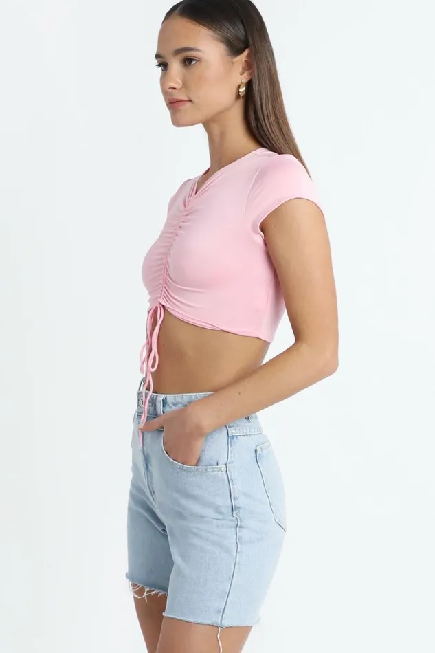 Adelaide Top In Pink Women Showpo Tops