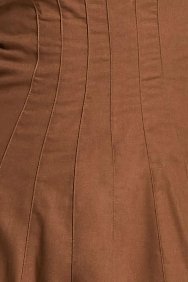 Adelyn Midi Dress 8211 Square Neck Sleeveless A Line Dress In Tobacco Women Showpo Dresses