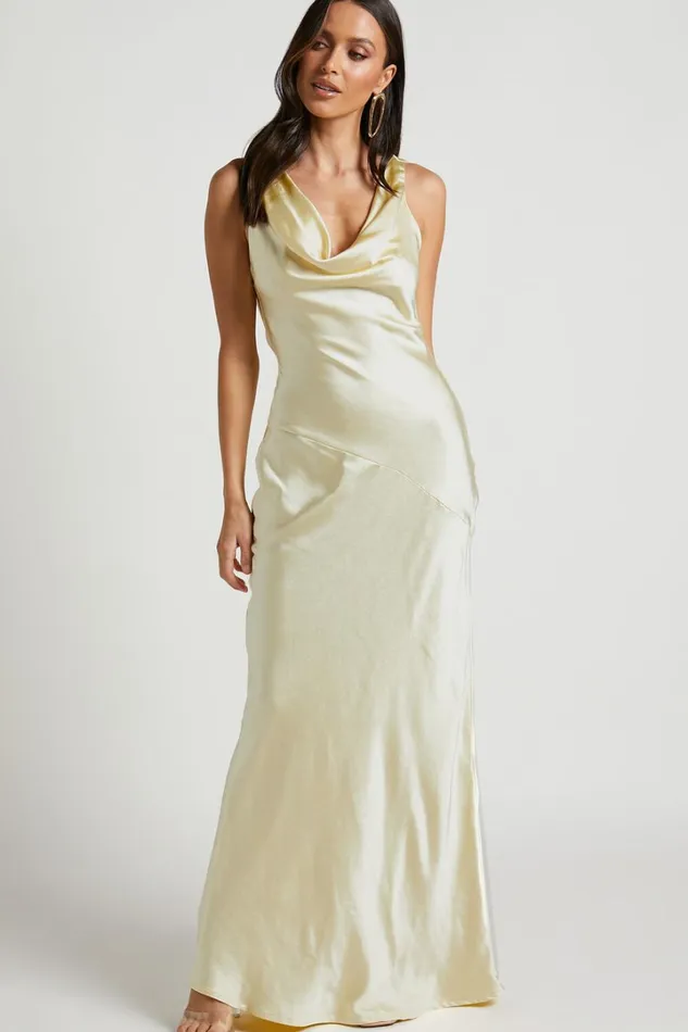 Adilah Maxi Dress 8211 Cowl Neck Satin Dress In Butter Yellow Women Showpo Dresses Adilah Maxi Dress 8211 Cowl Neck Satin Dress In Butter Yellow Women Showpo Dresses
