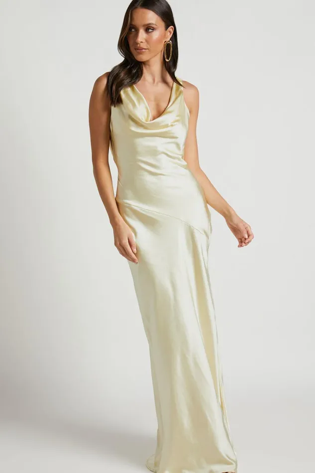 Adilah Maxi Dress 8211 Cowl Neck Satin Dress In Butter Yellow Women Showpo Dresses Adilah Maxi Dress 8211 Cowl Neck Satin Dress In Butter Yellow Women Showpo Dresses