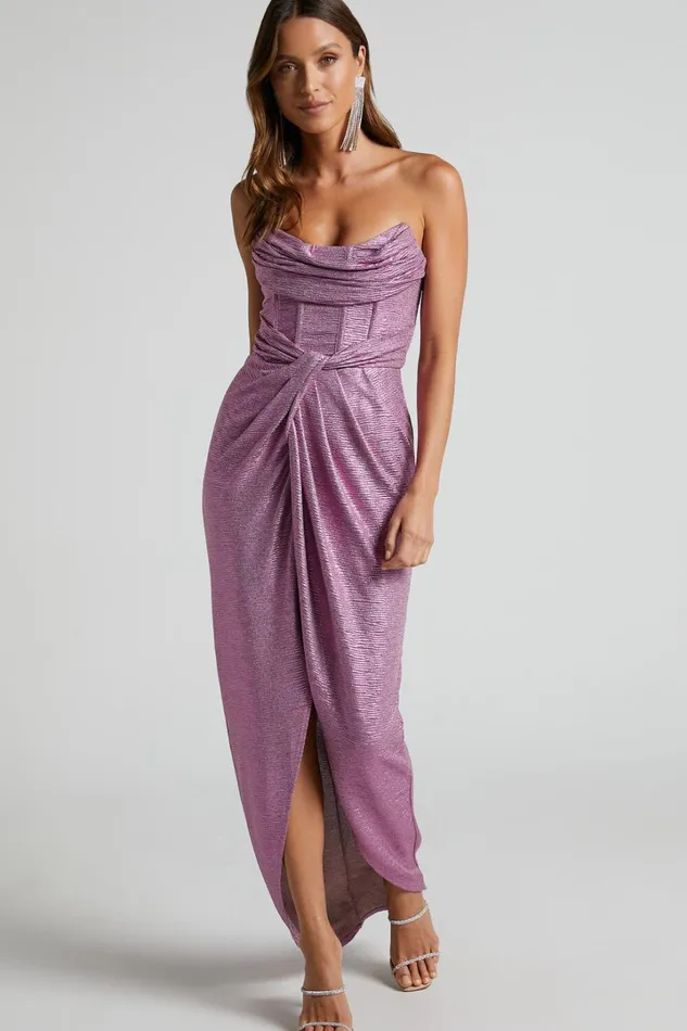 Adrie Midi Dress 8211 Strapless Corset Bodice Dress In Pink Women Showpo Curve Clothes