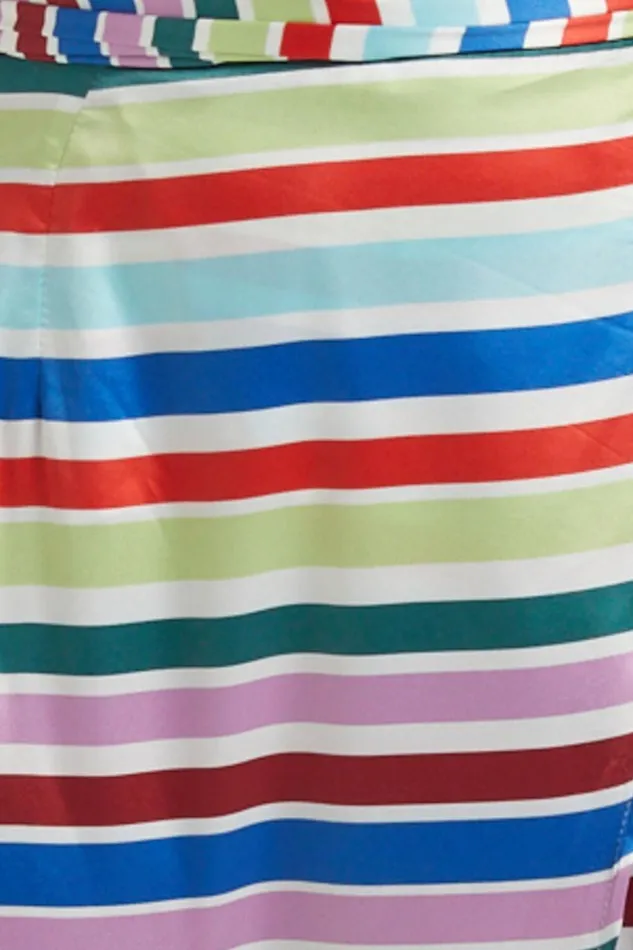 Aelwin Top 8211 Plunge Cami Top In Multi Stripe Satin Women Showpo Tops