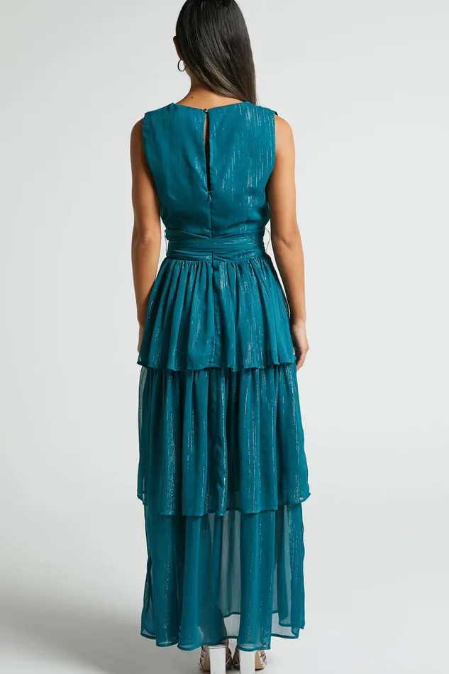 Alana Midi Dress 8211 Short Sleeve Plunge Aline Dress In Emerald Women Showpo Dresses