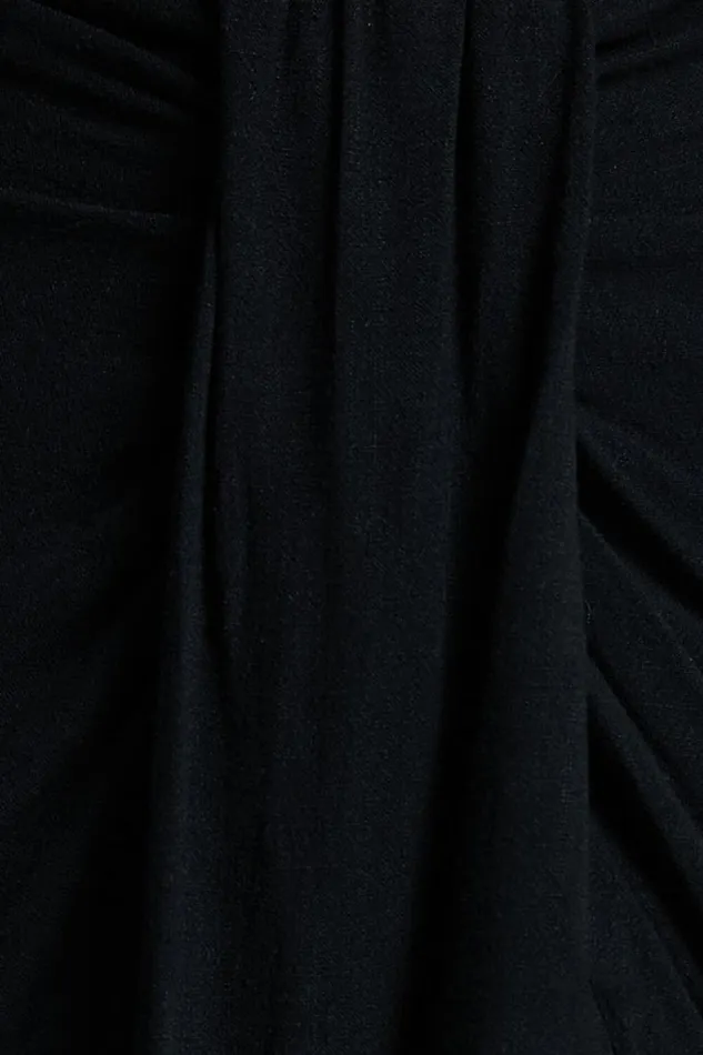 Alanna Midi Skirt 8211 Linen Look Thigh Split Wrap Skirt In Black Women Showpo Skirts