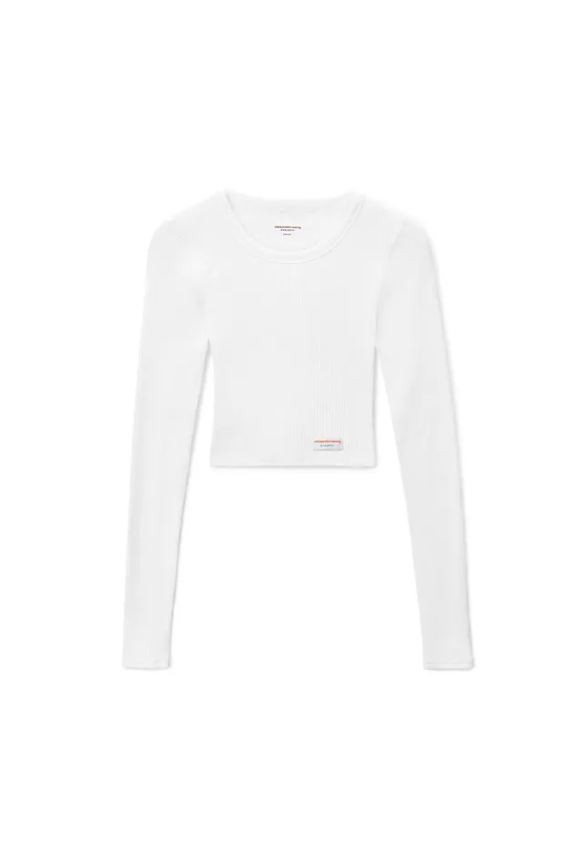 Alexander Wang Bodywear Cropped LongSleeve Tee In Ribbed Cotton Jersey