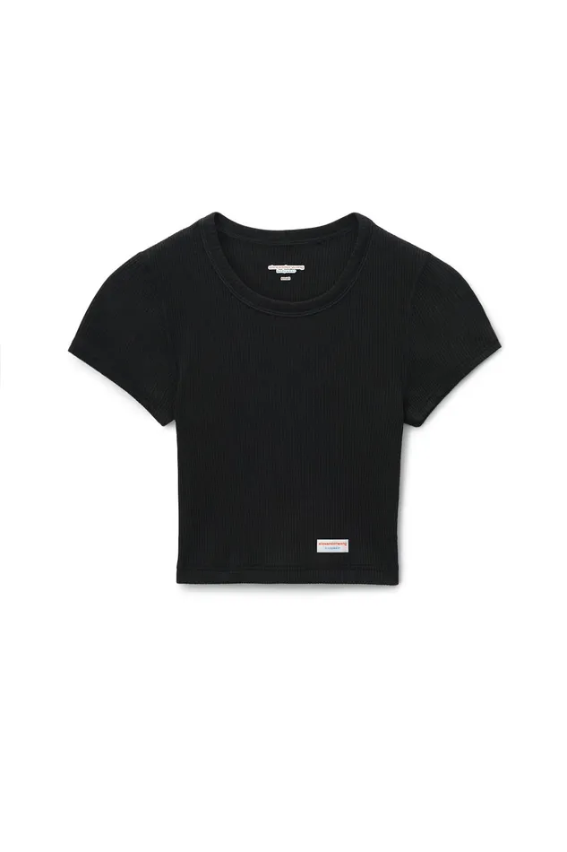 Alexander Wang Bodywear Cropped ShortSleeve Tee In Ribbed Cotton Jersey