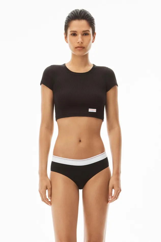 Alexander Wang Bodywear Cropped ShortSleeve Tee In Ribbed Cotton Jersey