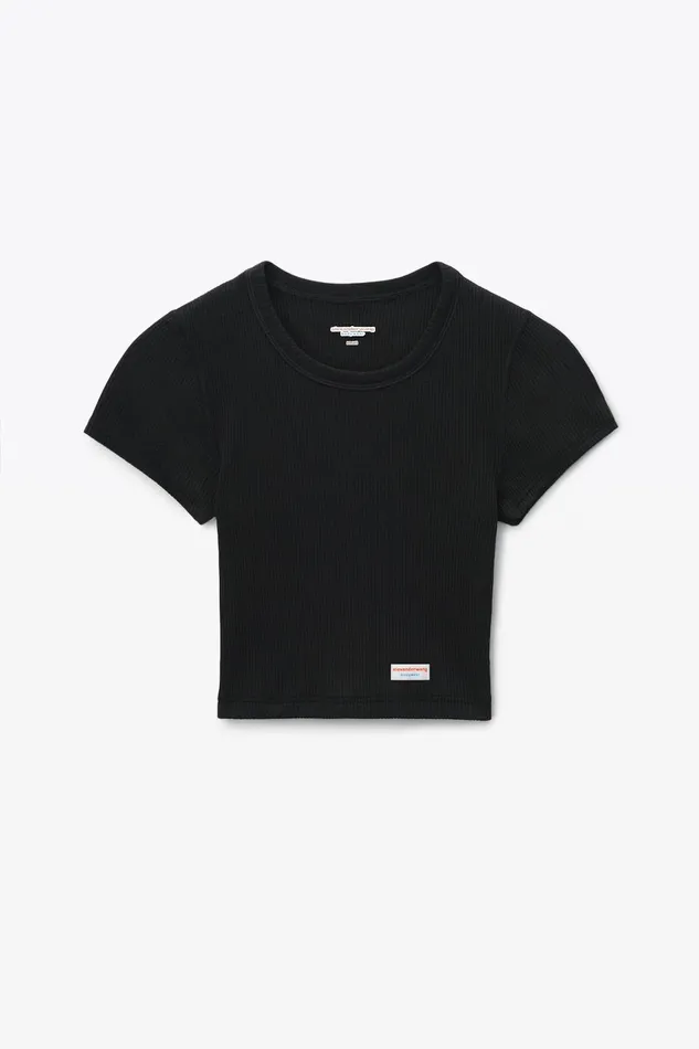 Alexander Wang Bodywear Cropped ShortSleeve Tee In Ribbed Cotton Jersey