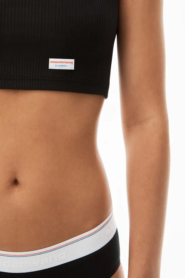 Alexander Wang Bodywear Cropped ShortSleeve Tee In Ribbed Cotton Jersey