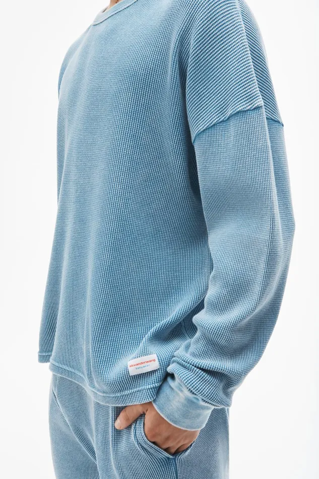 Alexander Wang Bodywear LongSleeve Tee In WaffleKnit Cotton Stretch