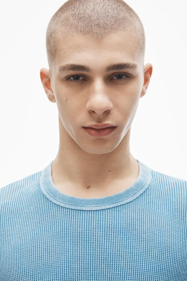 Alexander Wang Bodywear LongSleeve Tee In WaffleKnit Cotton Stretch