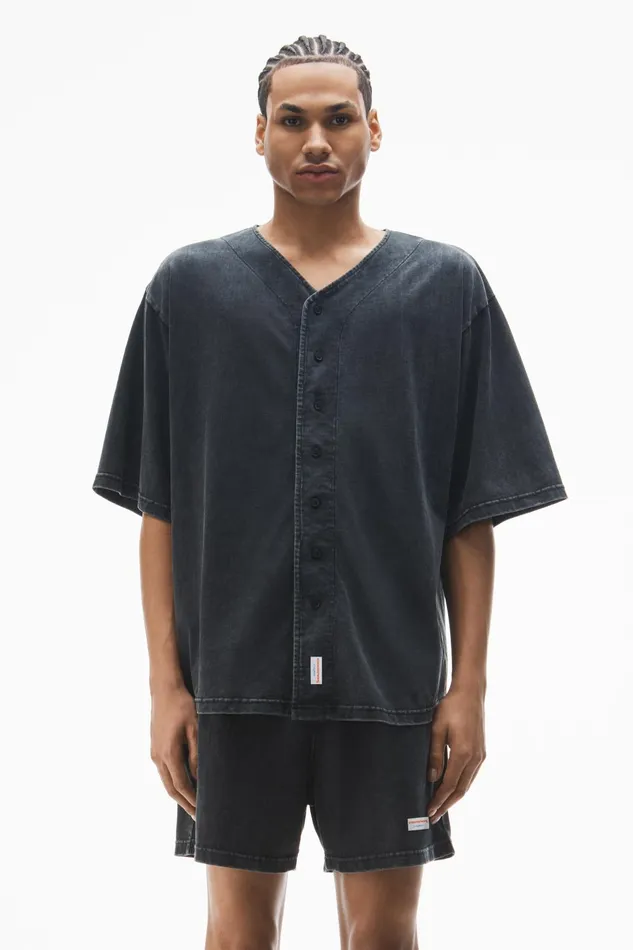 Alexander Wang Bodywear Oversized Baseball Shirt In Cotton Jersey