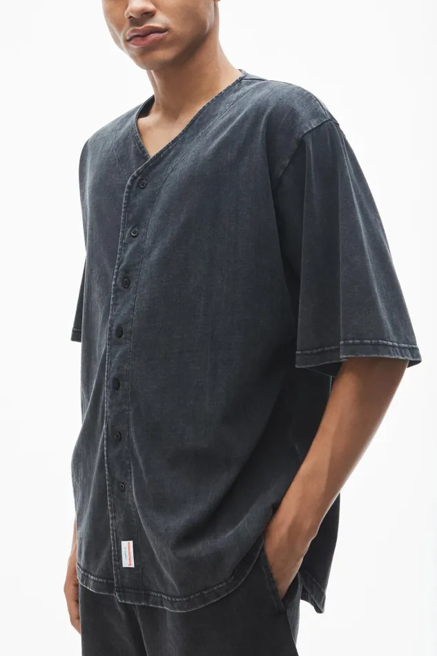 Alexander Wang Bodywear Oversized Baseball Shirt In Cotton Jersey