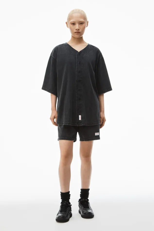 Alexander Wang Bodywear Oversized Baseball Shirt In Cotton Jersey