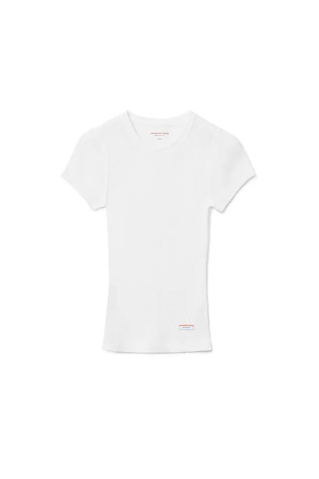 Alexander Wang Bodywear Scoop Neck Ribbed Cotton Tee