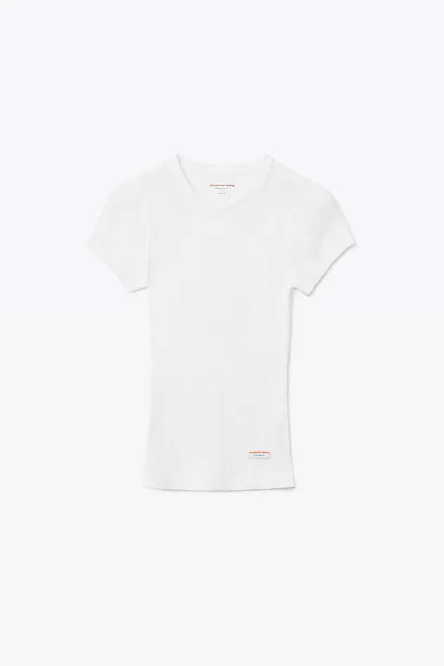 Alexander Wang Bodywear Scoop Neck Ribbed Cotton Tee